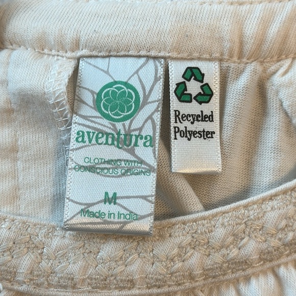 Aventura Cream Short Sleeve Shirt Top Womens Medium Embroidered Cottagecore Boho - Picture 8 of 11